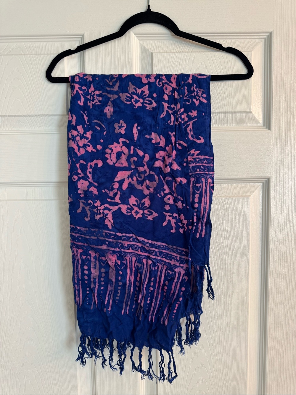 Blue and Pink Floral Fringe Sarong